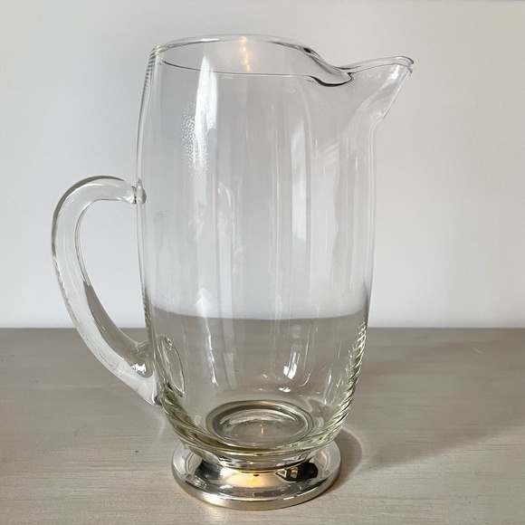 VINTAGE Mid-Century Silver Smith Studio Glass & Silver Cocktail Pitcher - Picture 4 of 10
